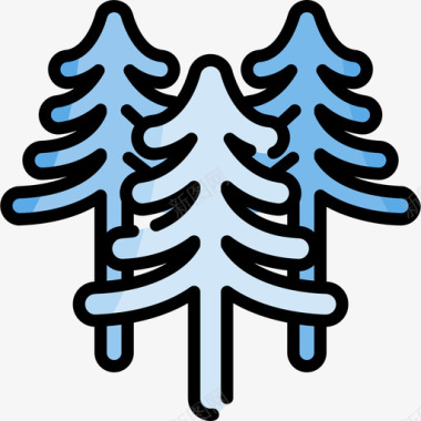 树冬季自然11线形颜色图标图标