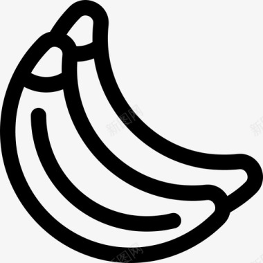 香蕉水果和蔬菜4线性图标图标