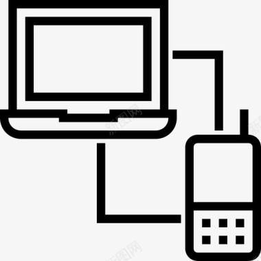 笔记本电脑网络和通信2线性图标图标