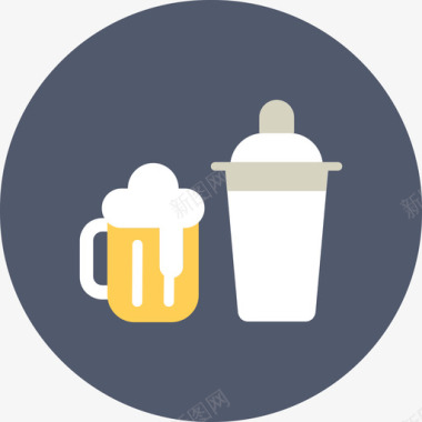 鸡尾酒摇壶饮料和饮料2平的图标图标