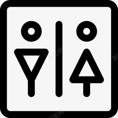厕所信号和禁令线性图标图标