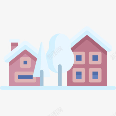 住宅冬季小镇5公寓图标图标