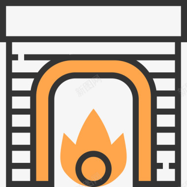 壁炉加热器和壁炉黄色阴影图标图标