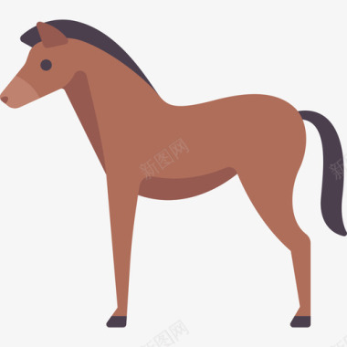 马动物和自然平坦图标图标