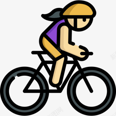 自行车运动型63线性颜色图标图标