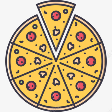 披萨28号餐厅彩色图标图标
