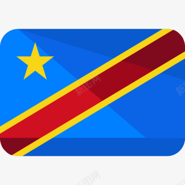 刚果民主共和国国旗5扁平图标图标