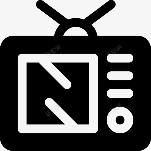 电视复古电子5填充图标svg_新图网 https://ixintu.com 填充 复古电子5 电视