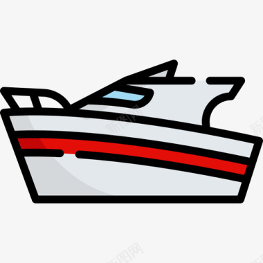 船旅行地点表情符号3线性颜色图标图标