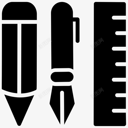 绘图工具钢笔铅笔图标svg_新图网 https://ixintu.com 刻度 文具 绘图工具 设计思维字形图标 钢笔 铅笔
