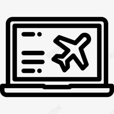 笔记本电脑航空9线性图标图标