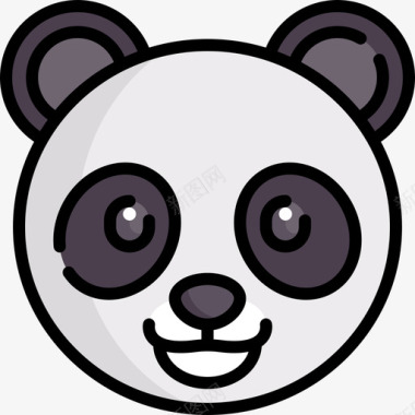 熊猫动物与自然2线性颜色图标图标