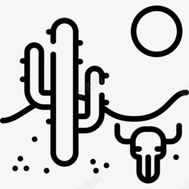 沙漠旅行地点表情符号线性图标图标