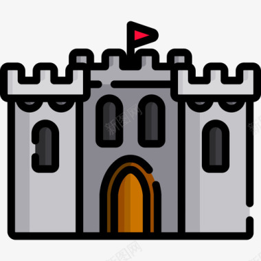 城堡皇室4线性颜色图标图标