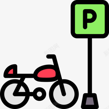 摩托车停车场停车场2线性颜色图标图标