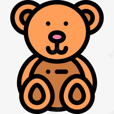 泰迪熊38岁生日直线颜色图标图标