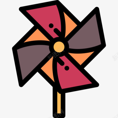 风车亚洲餐厅线性颜色图标图标