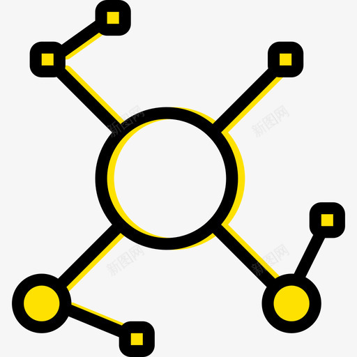 黄色分子18个科学图标svg_新图网 https://ixintu.com 18个科学 黄色分子