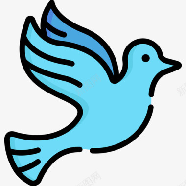 鸽子和平人权2直线颜色图标图标