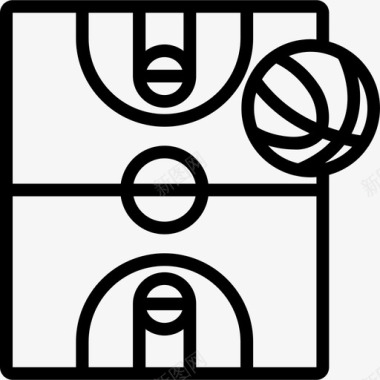篮球场5号体育场直线图标图标