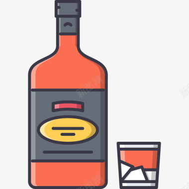 威士忌酒吧3颜色图标图标