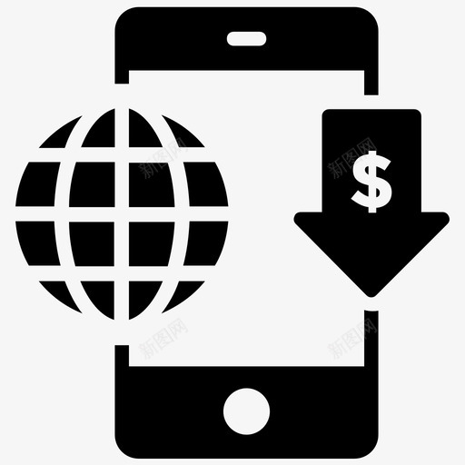 手机银行数字银行移动商务图标svg_新图网 https://ixintu.com 在线交易 在线支付 手机银行 数字银行 移动商务 被动收入机会字形图标