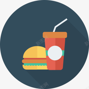 汉堡食品和饮料22圆形图标图标