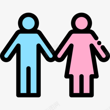 夫妻家庭生活线性色彩图标图标