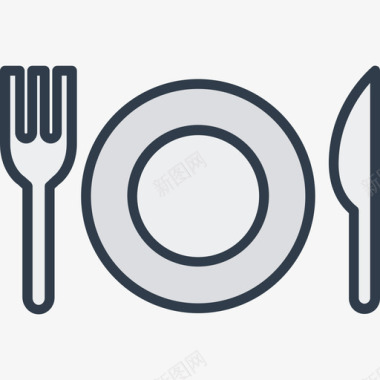 餐具餐厅29线性颜色图标图标