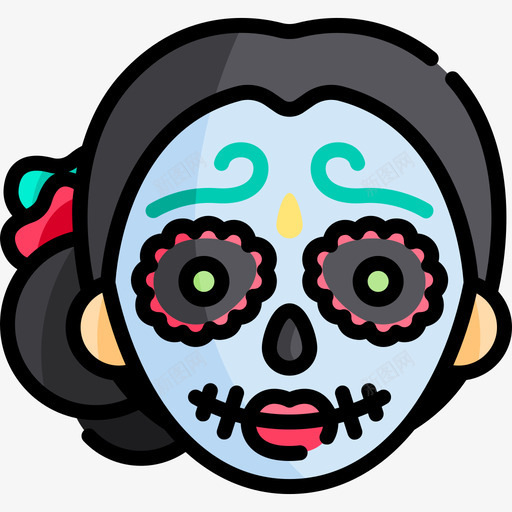 Catrina死亡日4线性颜色图标svg_新图网 https://ixintu.com Catrina 死亡日4 线性颜色