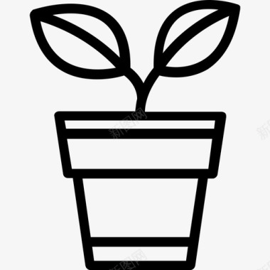 盆栽园艺16线性图标图标