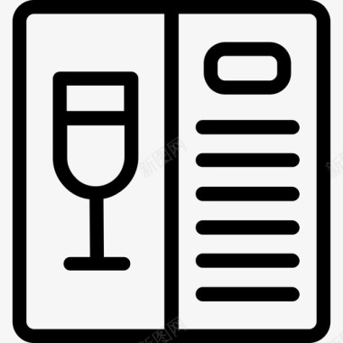 葡萄酒菜单饮料和饮料直系图标图标