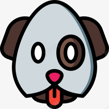 狗表情符号6线性颜色图标图标