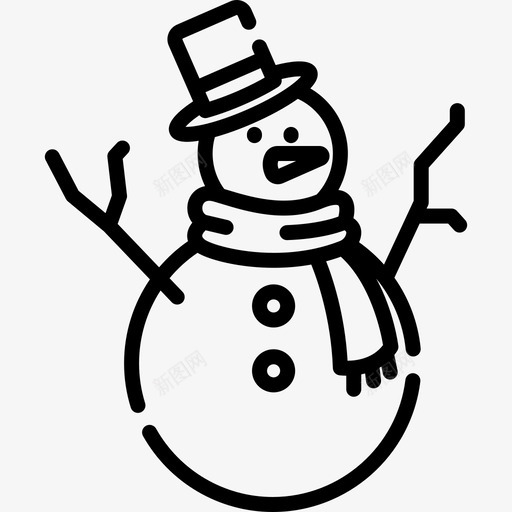 雪人圣诞玩具直线型图标svg_新图网 https://ixintu.com 圣诞玩具 直线型 雪人