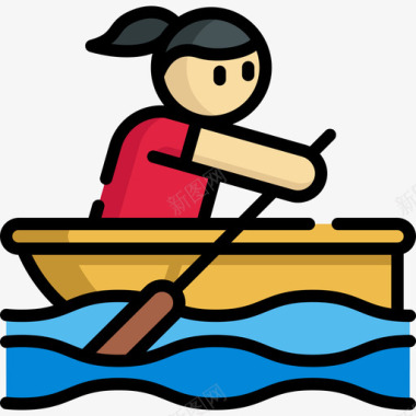 划船运动63线性颜色图标图标