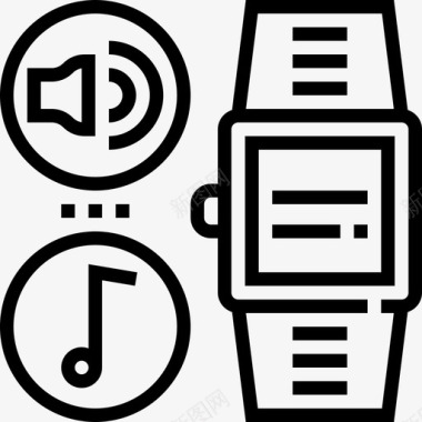 智能手表移动应用程序4线性图标图标