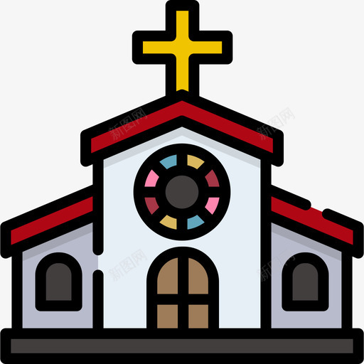 教堂旅游景点表情符号3线性颜色图标svg_新图网 https://ixintu.com 教堂 旅游景点表情符号3 线性颜色