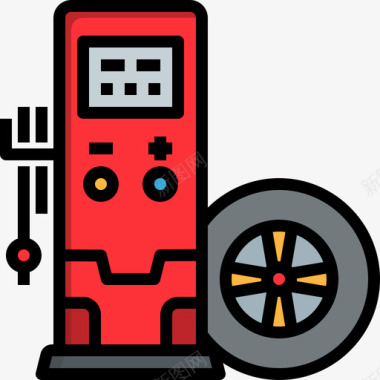 轮胎汽车服务3线颜色图标图标