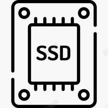 Ssd计算机组件3线性图标图标