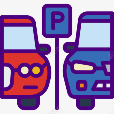 停车场汽车零件车辆2线颜色图标图标