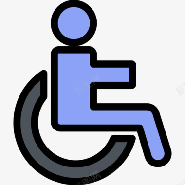 残疾机场12线性颜色图标图标