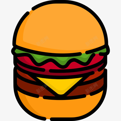 汉堡食品和饮料10线性颜色图标svg_新图网 https://ixintu.com 汉堡 线性颜色 食品和饮料10