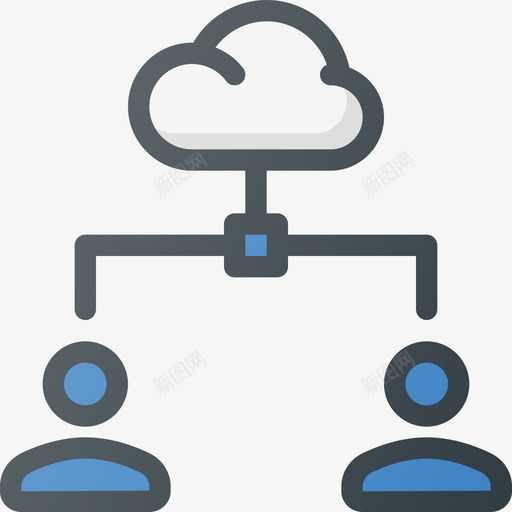 云计算网络共享线性色彩图标svg_新图网 https://ixintu.com 云计算 线性色彩 网络共享