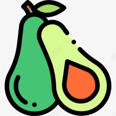 鳄梨水果和蔬菜6线形颜色图标图标
