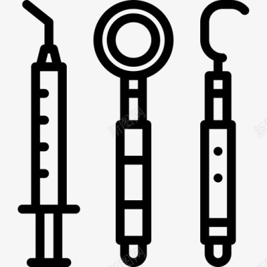 牙周刮除器牙科学3线性图标图标