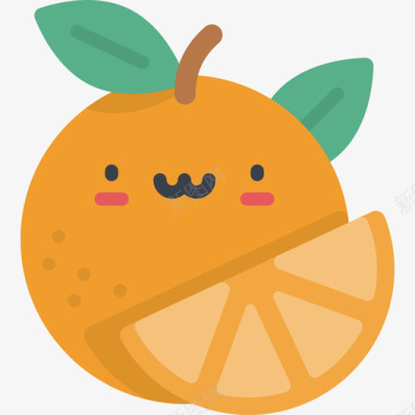 橙色kawaii夏季人物扁平图标图标