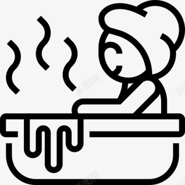 浴室水疗元素3线性图标图标