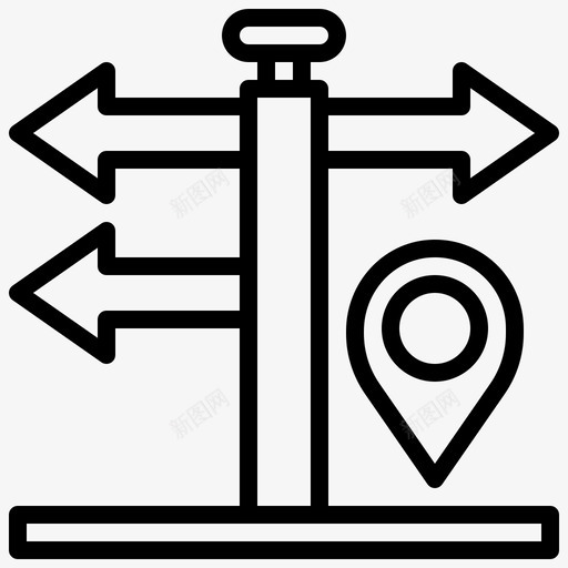 标牌方向地图和旗帜图标svg_新图网 https://ixintu.com gps导航 信号 地图和旗帜 方向 标杆 标牌