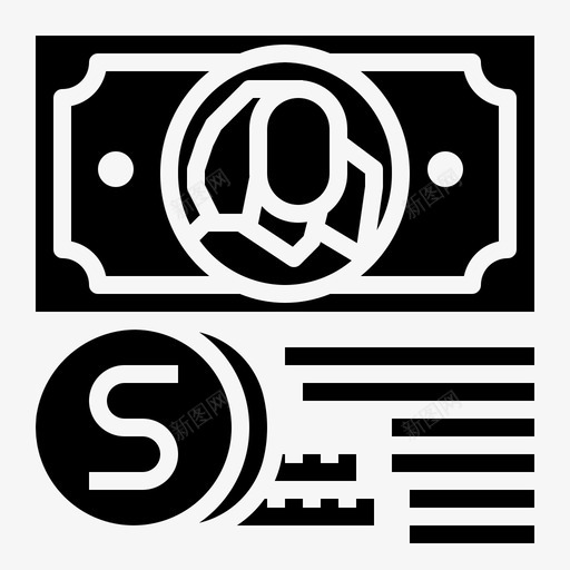捆绑现金硬币美元图标svg_新图网 https://ixintu.com 捆绑现金 硬币 美元 货币 金融货币字形
