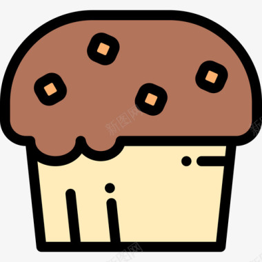 松饼面包房12线性颜色图标图标